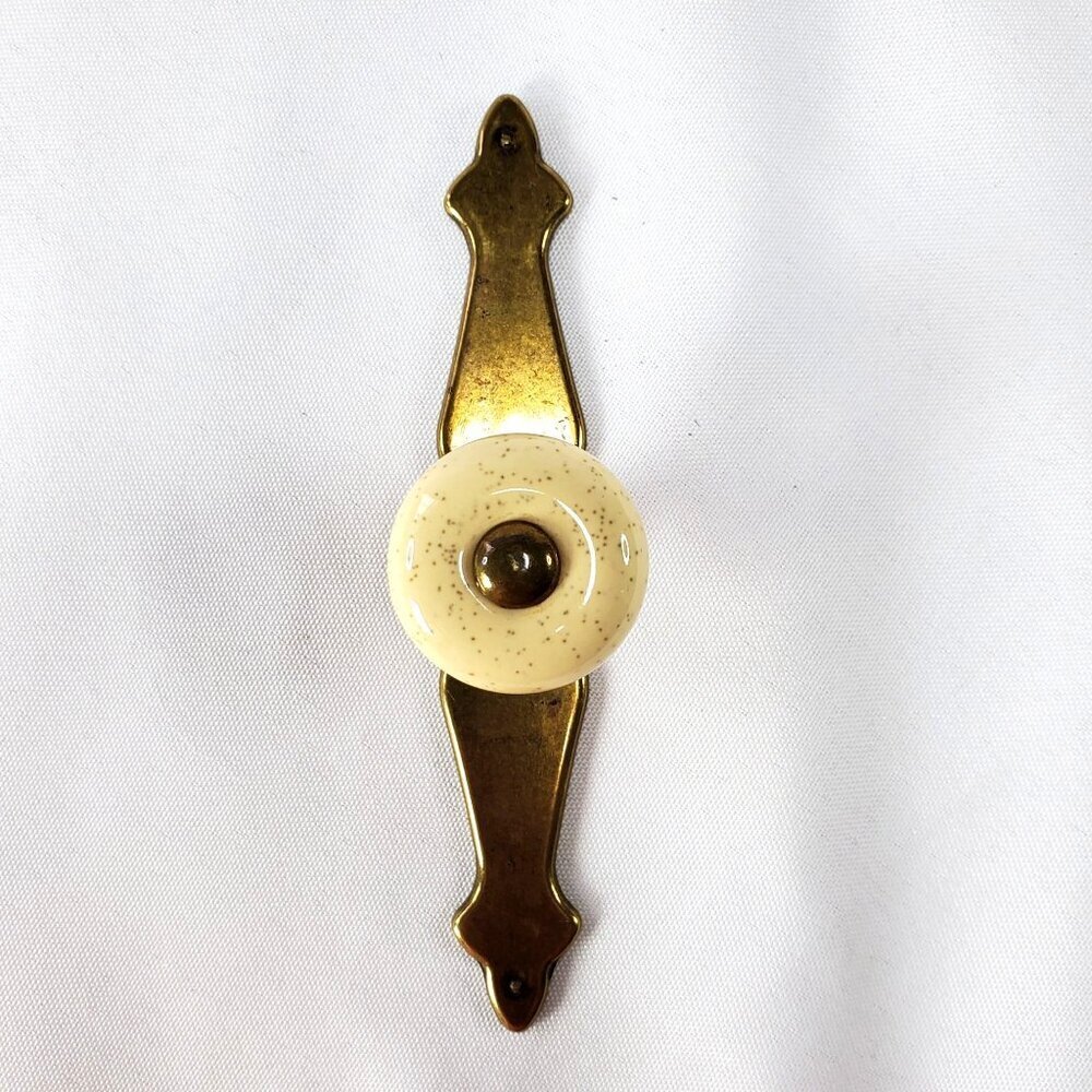 Country French Brass antique Farmhouse Colonial hardware Porcelain cabinet knob